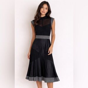 Dolce & Gabbana Black Silk Mesh Dress Rhinestone Zip Midi Cocktail Italy